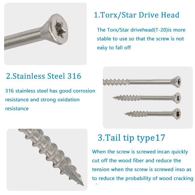 Sekrup kayu Torx baja tahan ka - Deck Screw Stainless ulasan dan harga